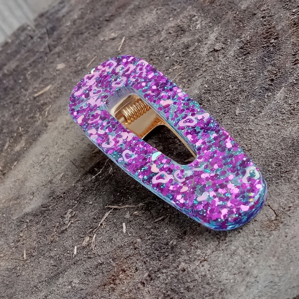 5/$25 Hand Crafted Purple Glitter Hair Clip - Picture 2 of 4